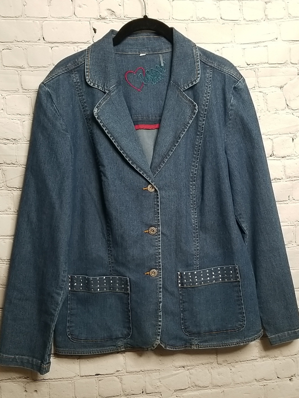 Blast Blues womens denim jacket w/ studded pickets size Medium EUC